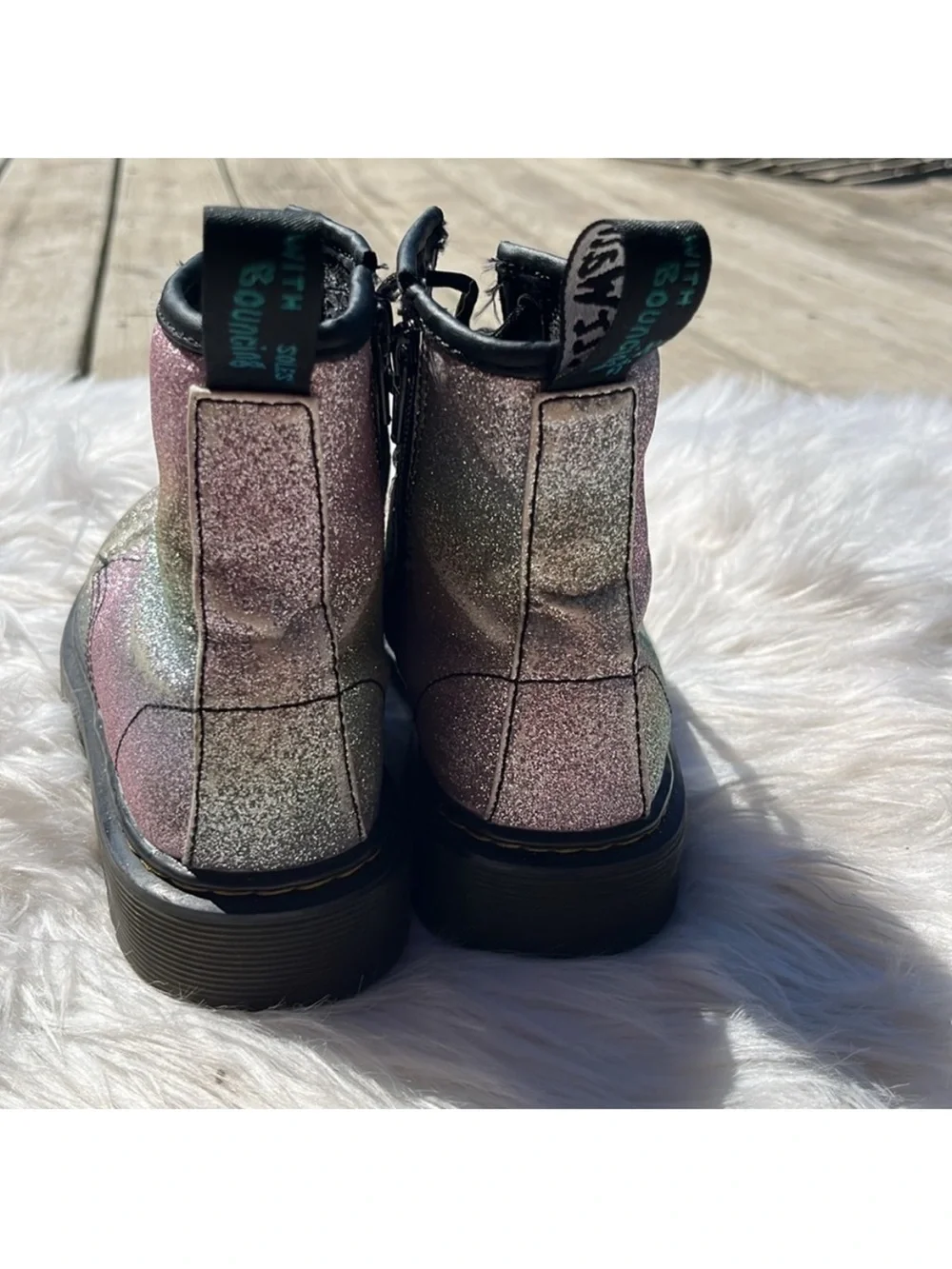 Dr. Doc Martens 1460 Pastel Glitter J Sparkle Boots Kid Size 2 AirWair